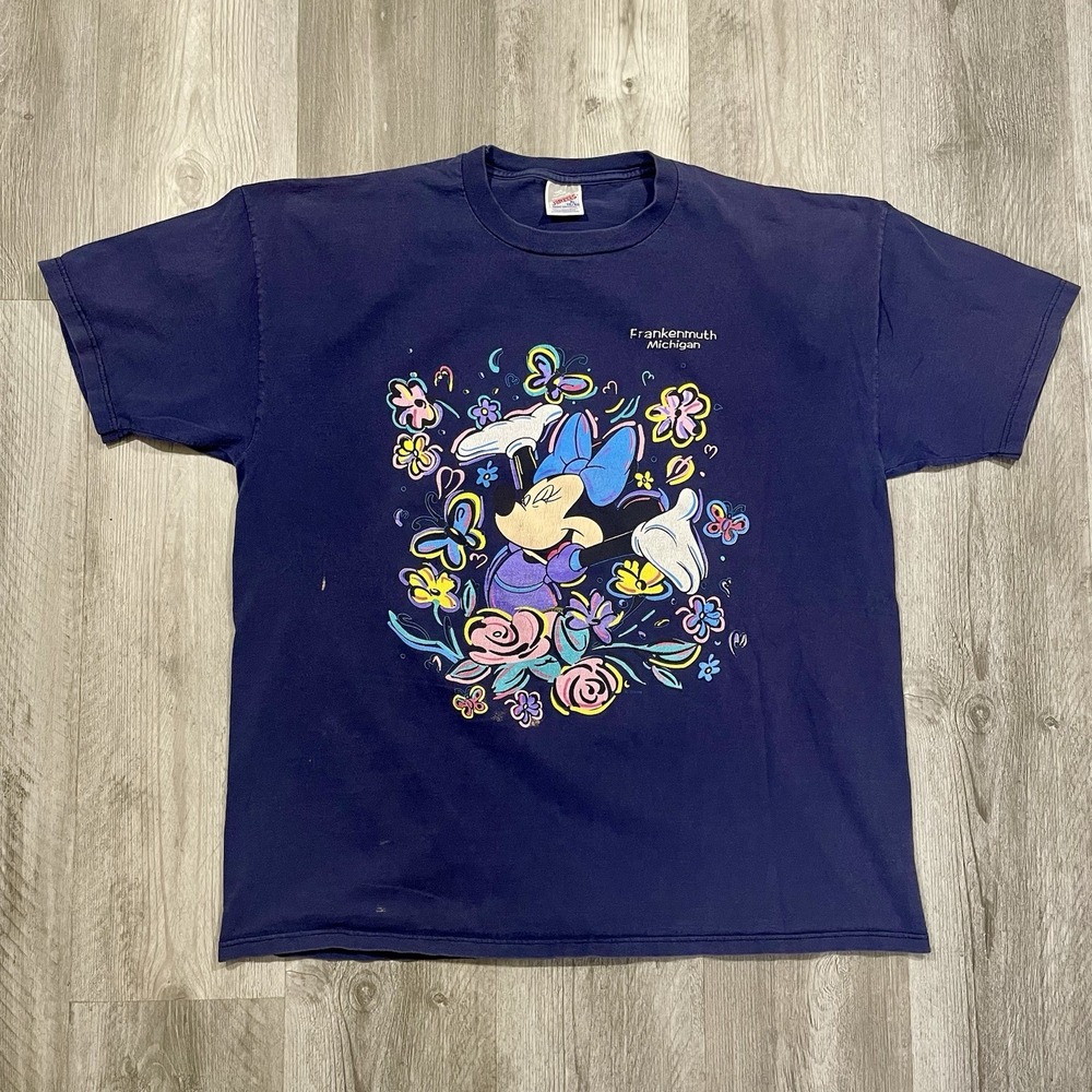 Vintage 90's Minnie Mouse Disney Frankenmuth Michigan Flower Size XL Tshirt - Picture 2 of 6